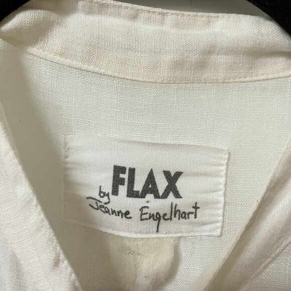 Flax Jeanne Engelhart Shirt Womens Button Linen White Lagenlook Boho - Picture 2 of 7